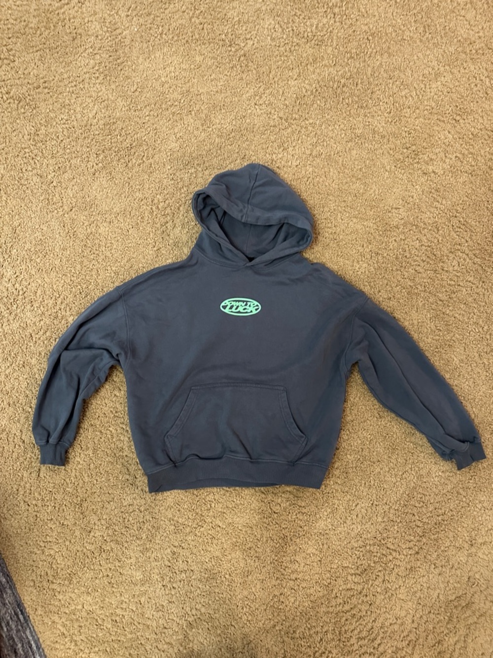 Women’s Dark Navy Pullover Hoodie with Mint Accent